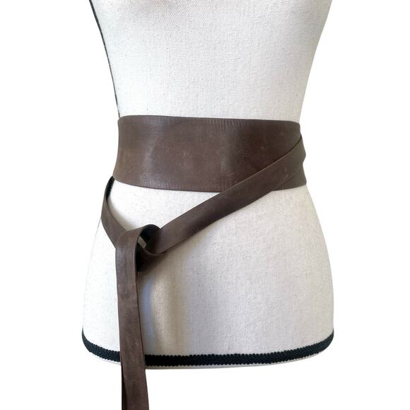 ADA Classic Wrap Leather Belt Brown Size S/M Obi Cinch Buttery Soft Distressed - Picture 5 of 8